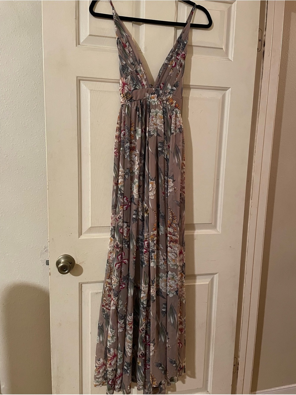 Fashion Nova NWT Brunch Beauty Mauve Floral Plunging Backless Maxi Dress XL